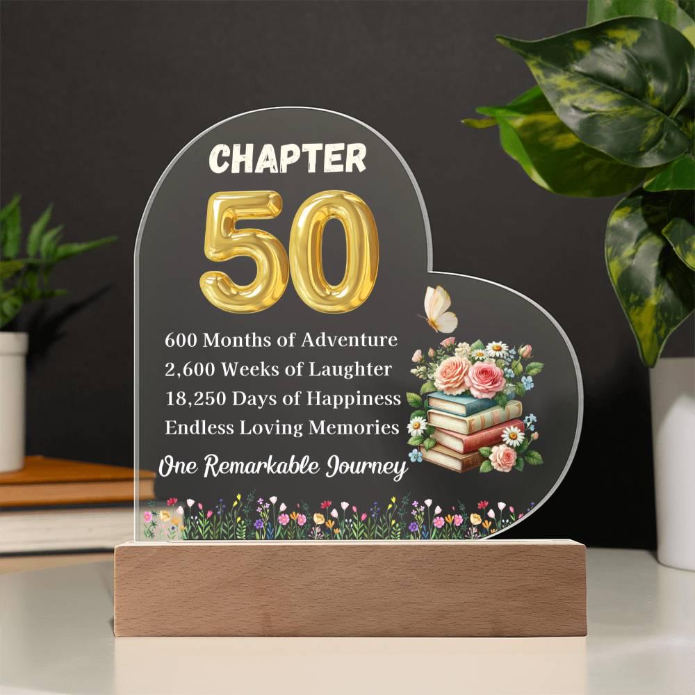 Custom 50th Birthday Gift Heart Acrylic Plaque – Turning Fifty – view 10