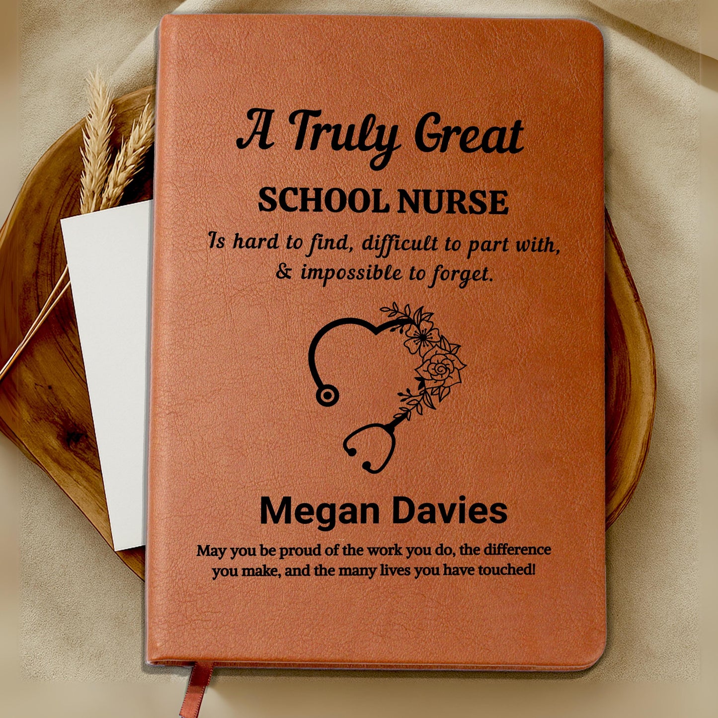 Personalized School Nurse Gift Vegan Leather Journal – Elementary – view 10