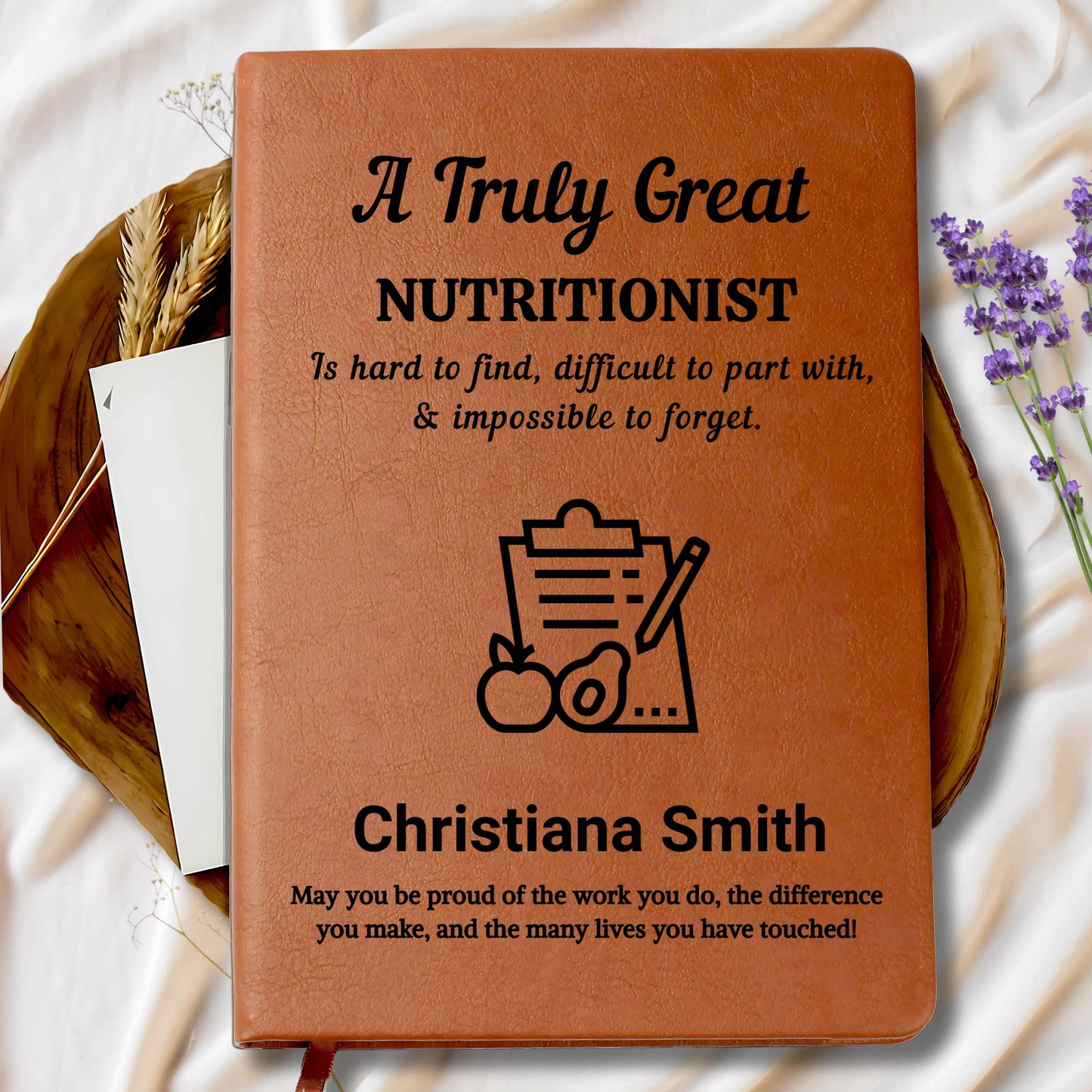Nutritionist Gift Personalized Vegan Leather Journal – view 10