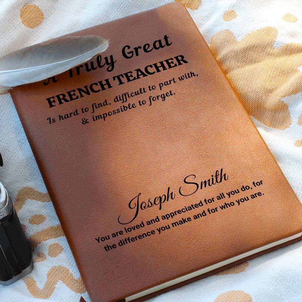 French Teacher Personalized Leather Journal – Gift for French Teacher – view 10