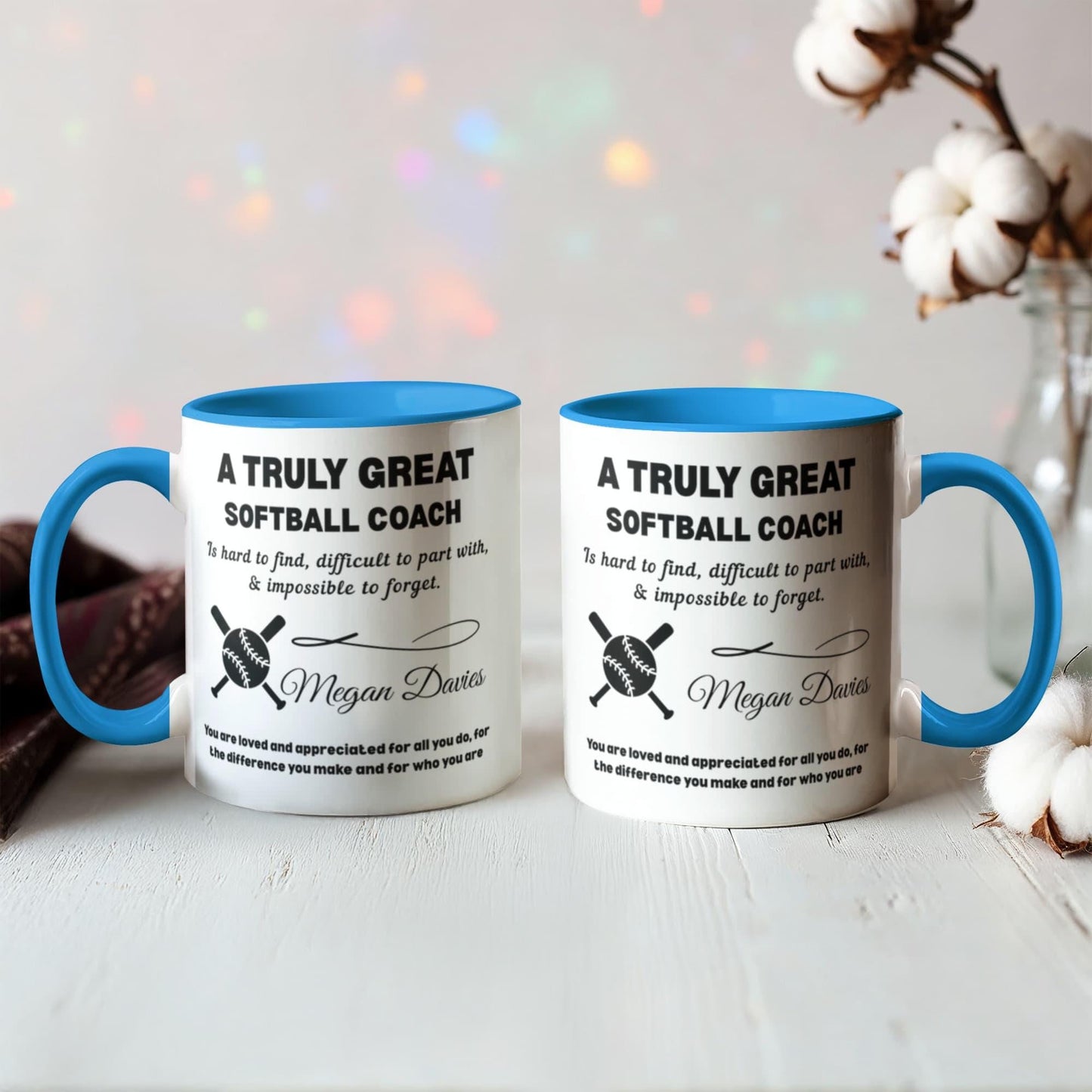 Personalized Softball Coach Mug Color Accent – Coach Appreciation Gift – view 10