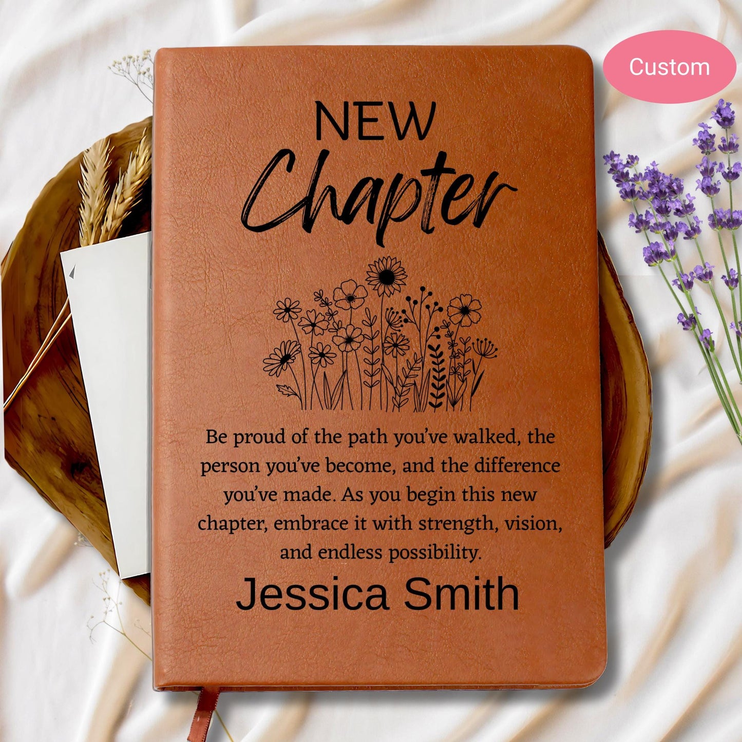 New Chapter Personalized Leather Journal – Farewell Gift for Co Worker – view 10