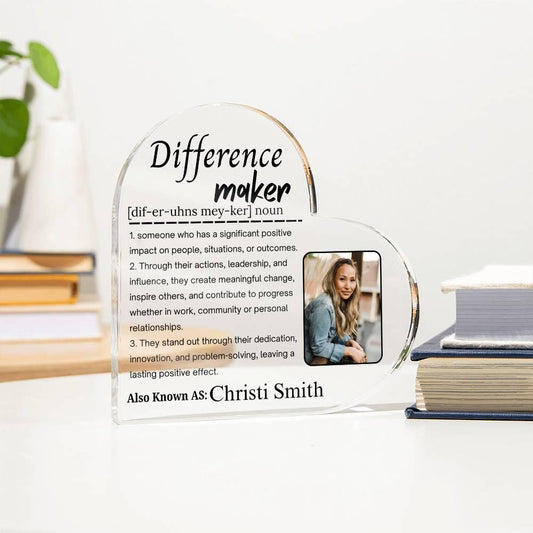 Custom Photo Difference Maker Acrylic Plaque – Mentor Gift – view 2