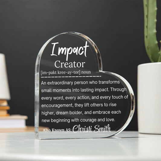 Impact Creator Personalized Acrylic Plaque – Gift for Team – view 2