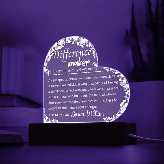 Custom Difference Maker Heart Plaque – Thank You Gift – view 2