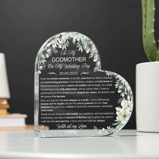 To My Godmother on My Wedding Day Personalized Acrylic Plaque – view 2