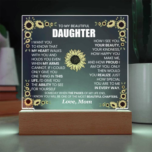 Personalized Daughter Sunflower LED Acrylic Plaque – Graduation gift – view 2