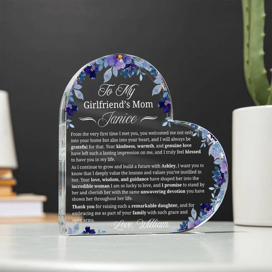 Girlfriend’s Mom Gift Personalized Heart Plaque – view 2