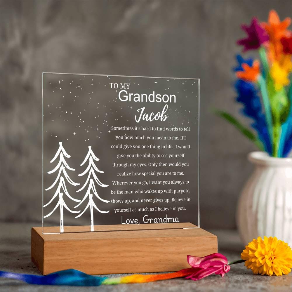 Personalized Grandson Gift Acrylic Plaque – Birthday Gift for Grandson – view 10