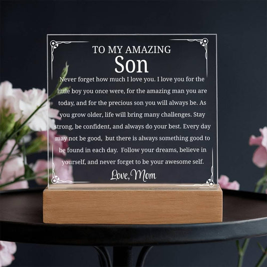 Personalized Gift for Son Acrylic Plaque – Gift from Mom – view 2