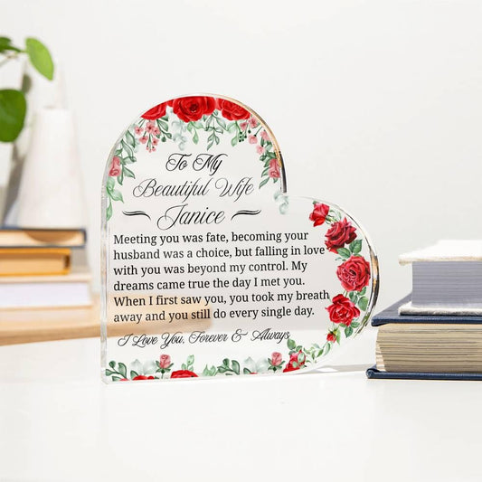 Gift for Wife Personalized Heart Acrylic Plaque – view 2