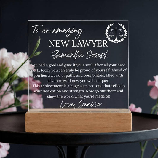 Personalized New Lawyer Gift Acrylic Square Plaque – view 2