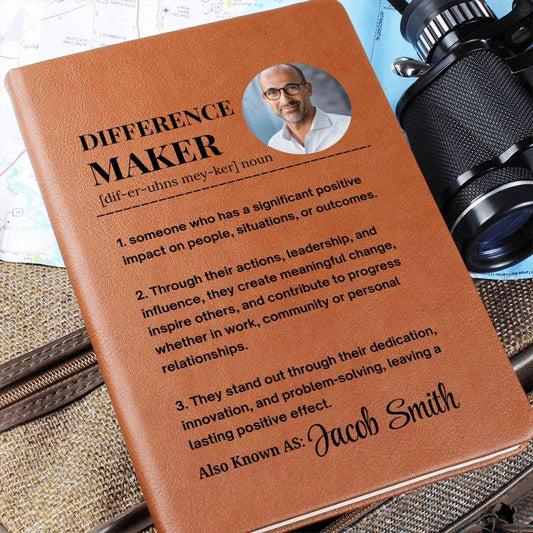 Difference Maker Personalized Photo Leather Journal – Gift for Mentor – view 2