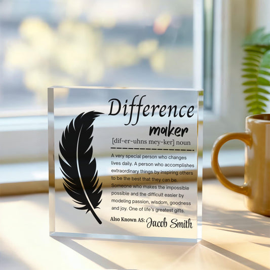 Difference Maker Personalized Acrylic Plaque – Gift for Mentor – view 2