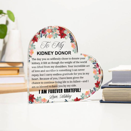 Kidney Donor Gift Personalized Heart Plaque – view 2