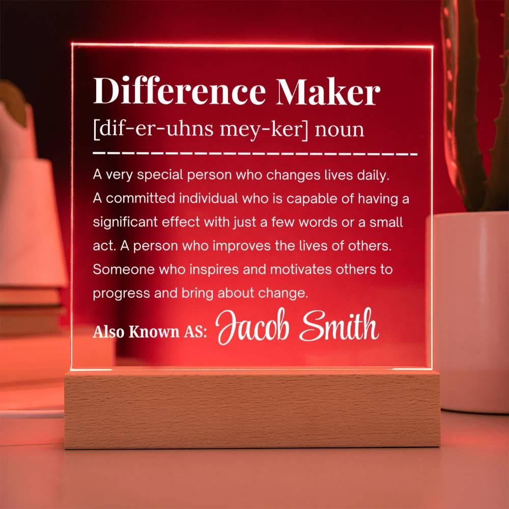 Difference Maker Personalized Acrylic Plaque – Gift for Mentor – view 10