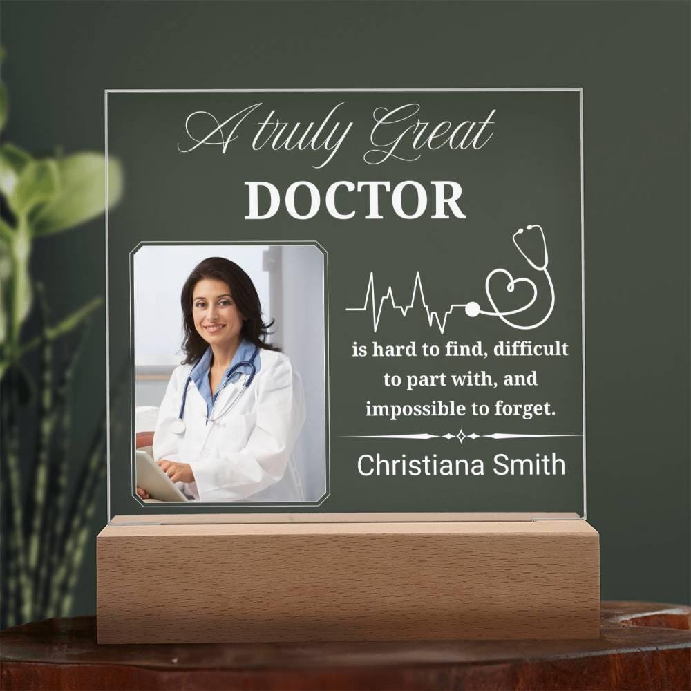 Personalized Doctor Gift Photo Acrylic Plaque With LED Base – view 10