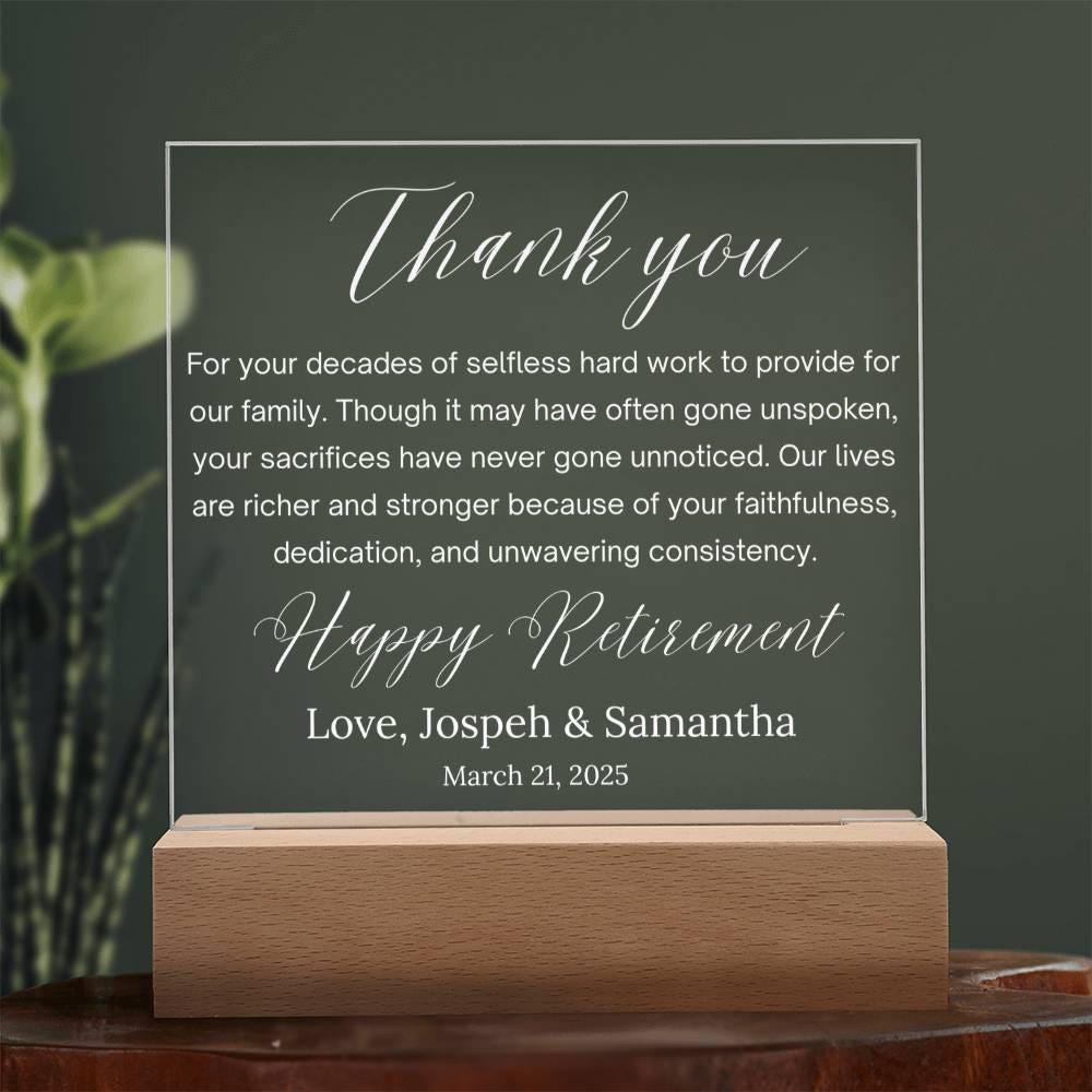 Personalized Retirement Gift Acrylic Plaque – view 10