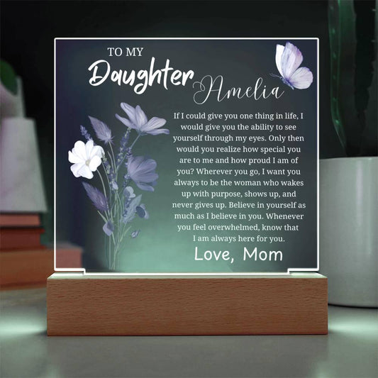 Personalized Daughter Gift Acrylic Night Light – Gift from Mom – view 2