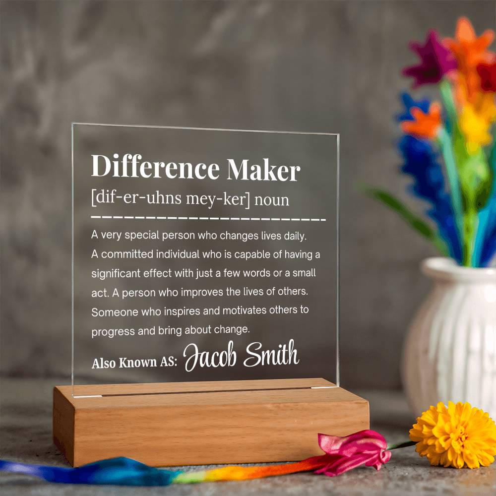 Personalized Difference Maker Gift Acrylic Plaque – Coworker Gifts – view 10