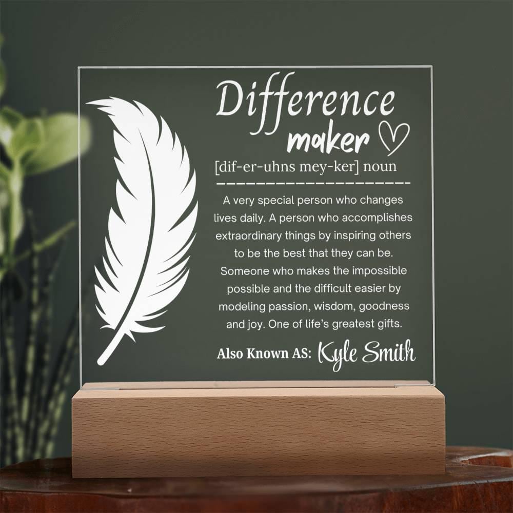 Difference Maker Personalized Acrylic Plaque – Employee Gifts – view 10