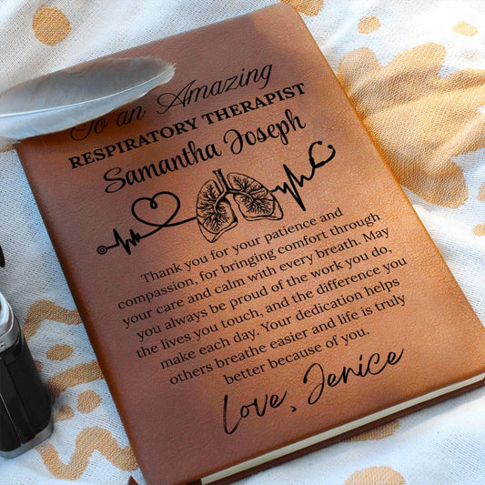 Respiratory Therapist Gift Personalized Vegan Leather Journal – view 2