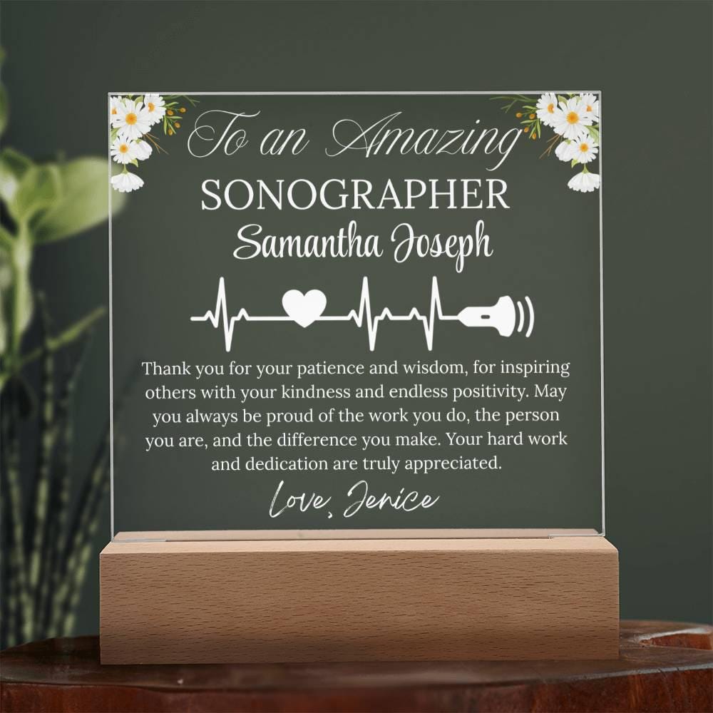 Sonographer Gift Personalized Acrylic Plaque With LED Base – view 10