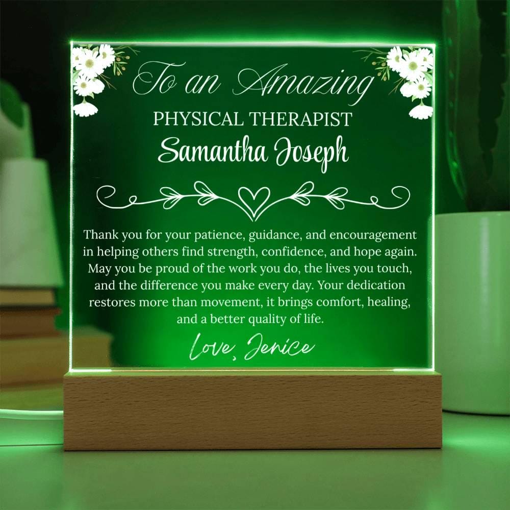 Physical Therapist Gift Personalized Acrylic Plaque With LED Base – view 10