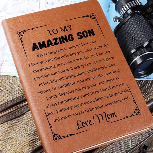 Personalized Son Gift Vegan Leather Journal – Gift from Mom – view 2