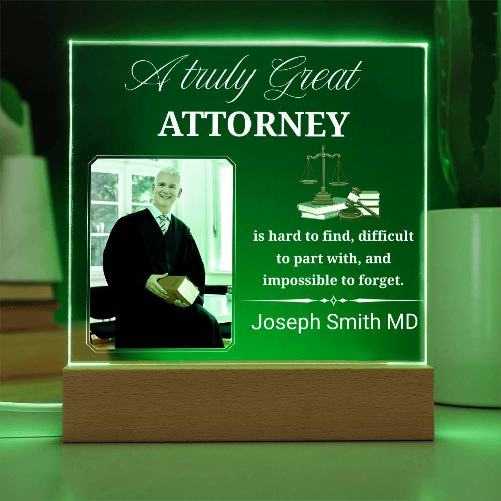 Attorney Gift Personalized Photo Acrylic Plaque With LED Base – view 10
