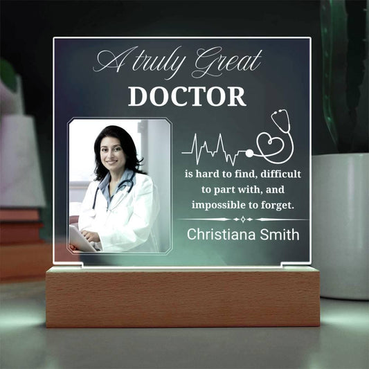 Personalized Doctor Gift Photo Acrylic Plaque With LED Base – view 2