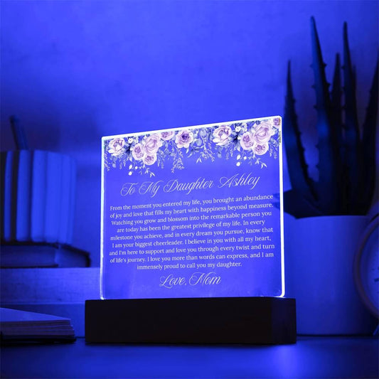 Personalized Daughter Gift Acrylic Plaque With LED Base – view 2