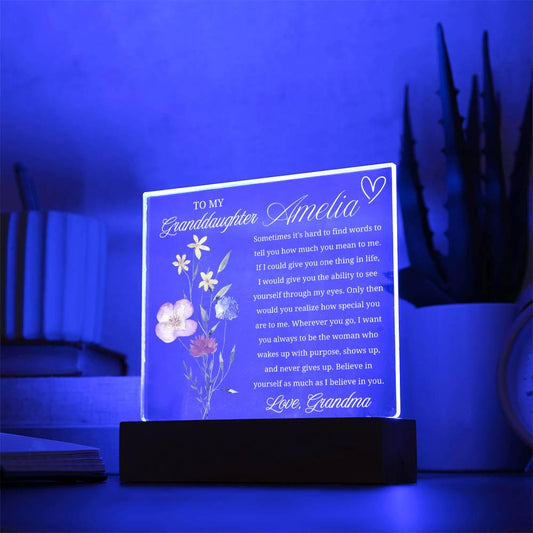 Personalized Granddaughter Gift Acrylic Plaque With LED Base – view 2