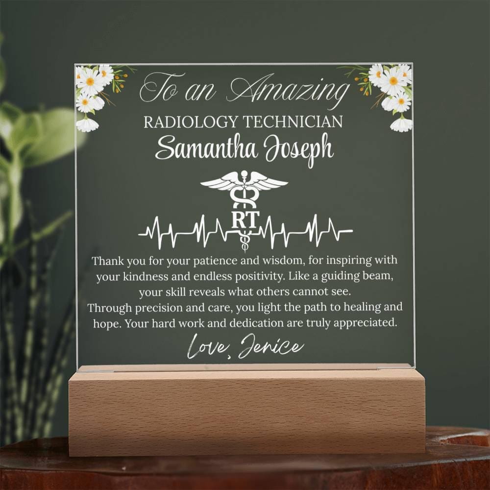 Radiology Technician Gift Personalized Acrylic Plaque With LED Base – view 10