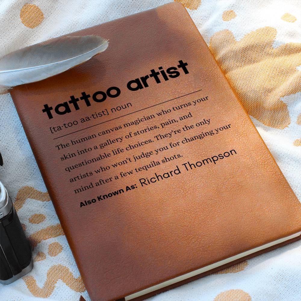 Personalized tattoo artist gift, engraved journal with tattoo artist definition design