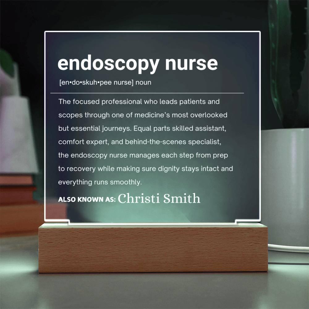 Personalized endoscopy nurse gift, LED acrylic plaque for GI nurses