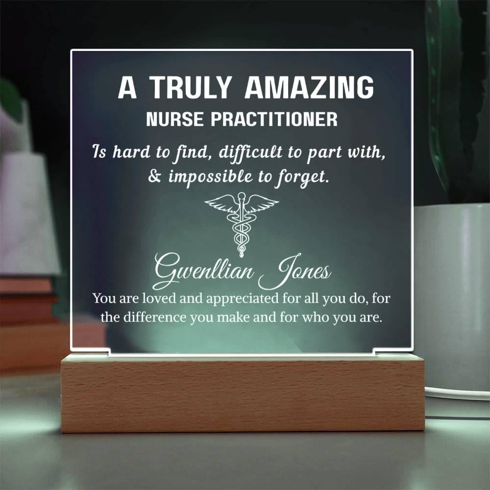 Personalized nurse practitioner gift, engraved acrylic plaque for NP graduation