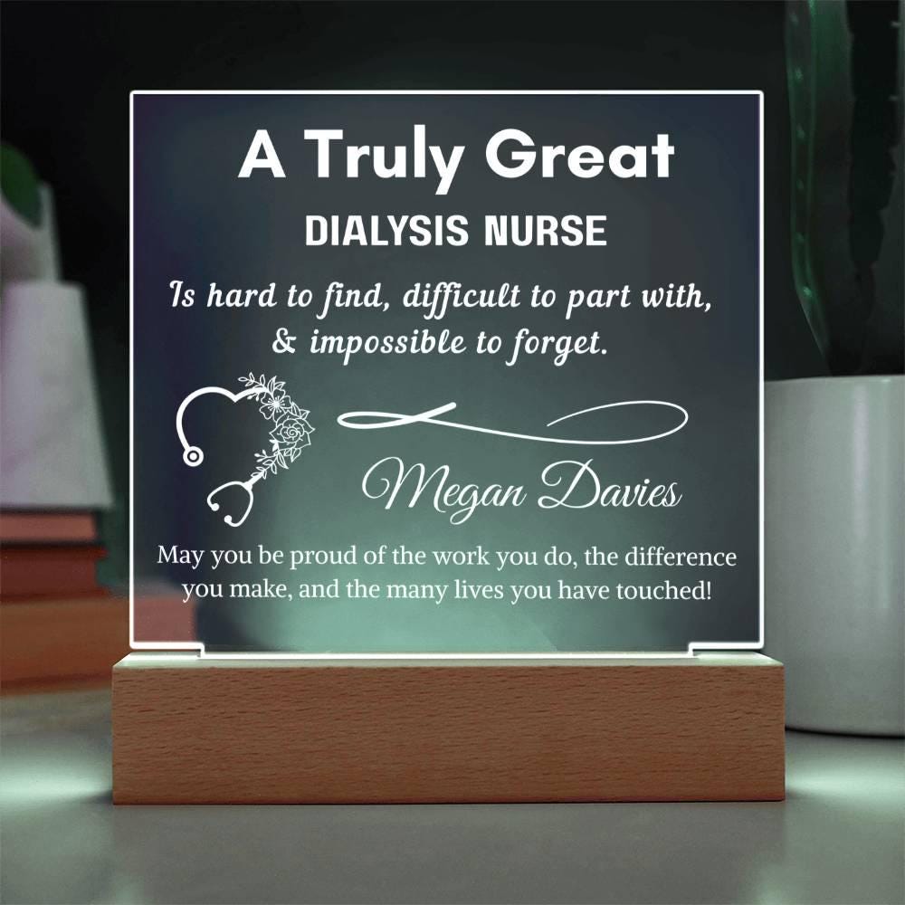 Personalized dialysis nurse gift, LED acrylic sign for nephrology nurses