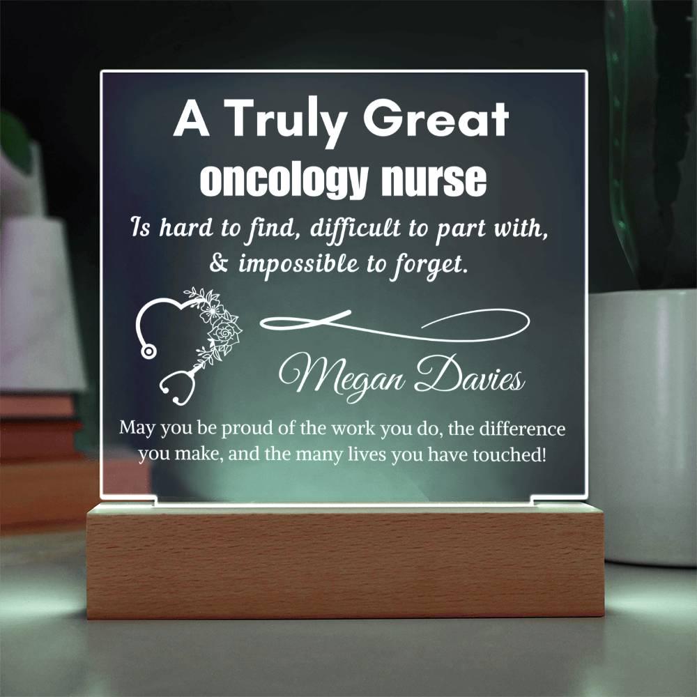 Personalized oncology nurse gift, LED acrylic sign for infusion and chemo nurses