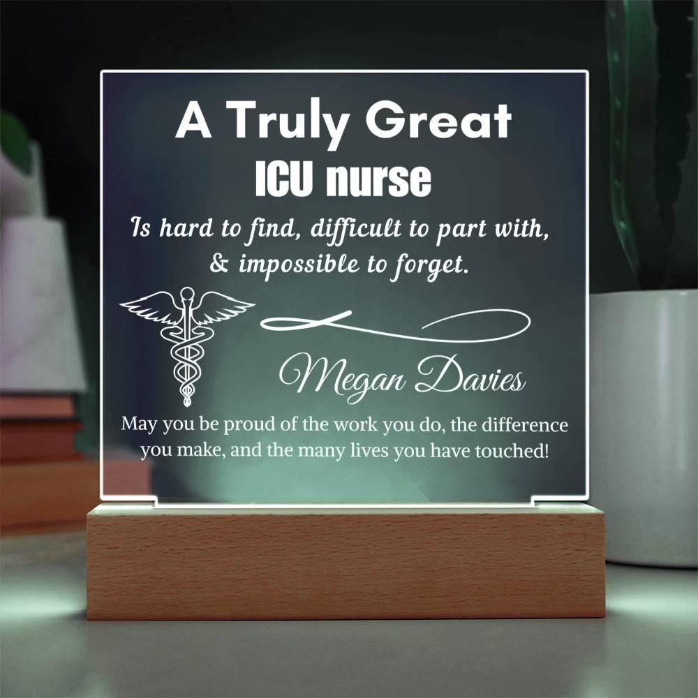 Personalized ICU nurse gift, LED acrylic sign for critical care nurses