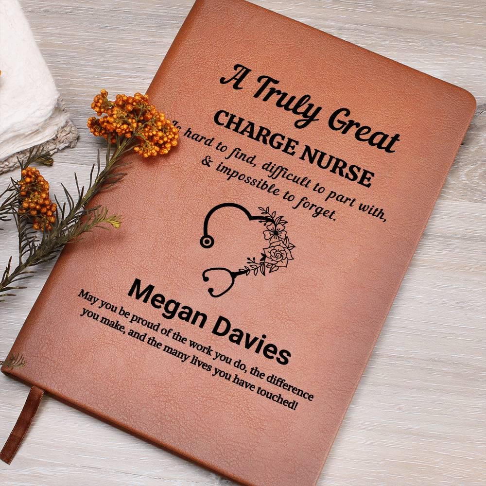 Personalized charge nurse gift, engraved journal for shift leads and nurse managers