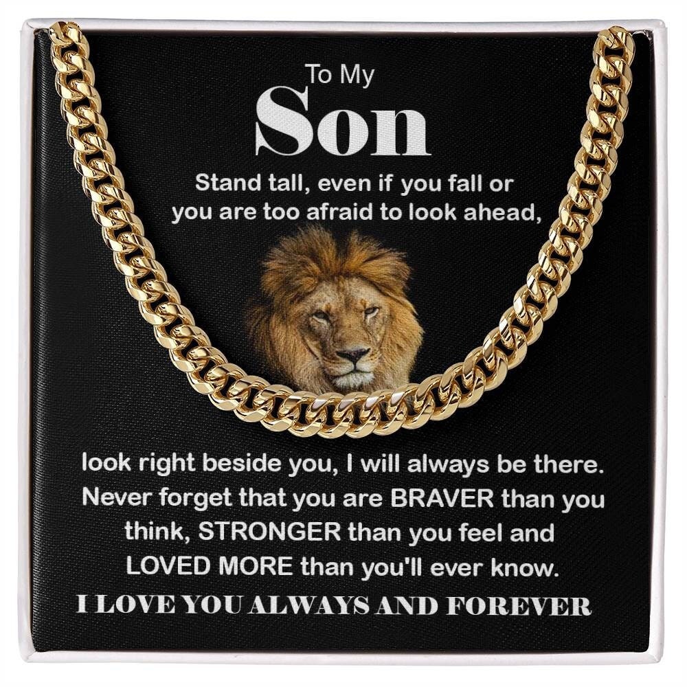 To My Son Cuban Chain Necklace Gift from Parents, Special Gift for Son from Father or Mother, Son Birthday, Graduation Gift for Son,