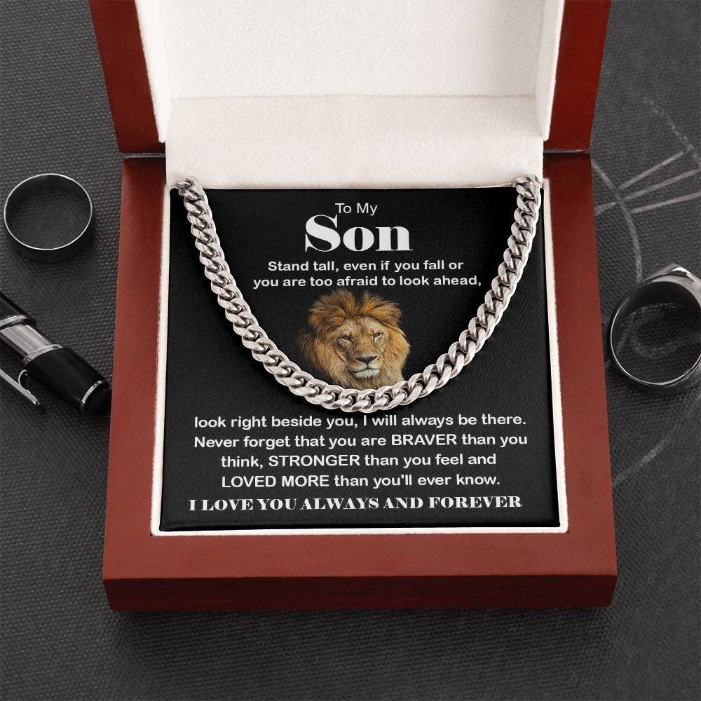 To My Son Cuban Chain Necklace Gift from Parents, Special Gift for Son from Father or Mother, Son Birthday, Graduation Gift for Son,