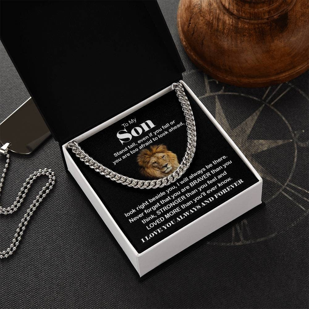 To My Son Cuban Chain Necklace Gift from Parents, Special Gift for Son from Father or Mother, Son Birthday, Graduation Gift for Son,