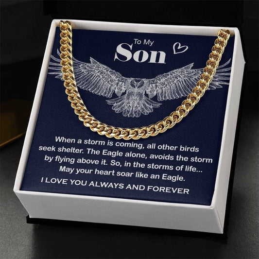 Cuban Chain Necklace for Son Gift from Dad/Mom, Special Gift for Son from Father or Mother, Son Birthday, Graduation Gift for Son, To My Son