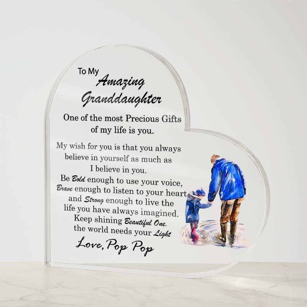 Personalized Granddaughter Acrylic Plaque Granddaughter Birthday Gift ideas Gift for Granddaughter from Grandpa Granddaughter Christmas Gift