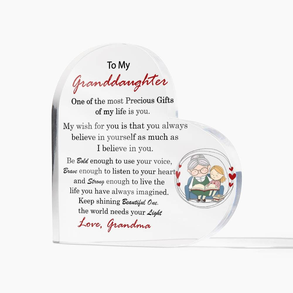 Granddaughter gift Acrylic Plaque, To My Granddaughter Birthday Gift ideas, Gift for Granddaughter from Grandma Granddaughter Christmas Gift