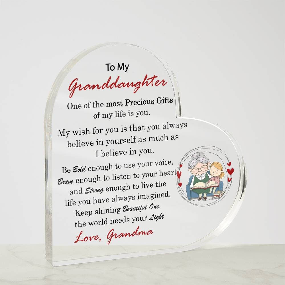 Granddaughter gift Acrylic Plaque, To My Granddaughter Birthday Gift ideas, Gift for Granddaughter from Grandma Granddaughter Christmas Gift