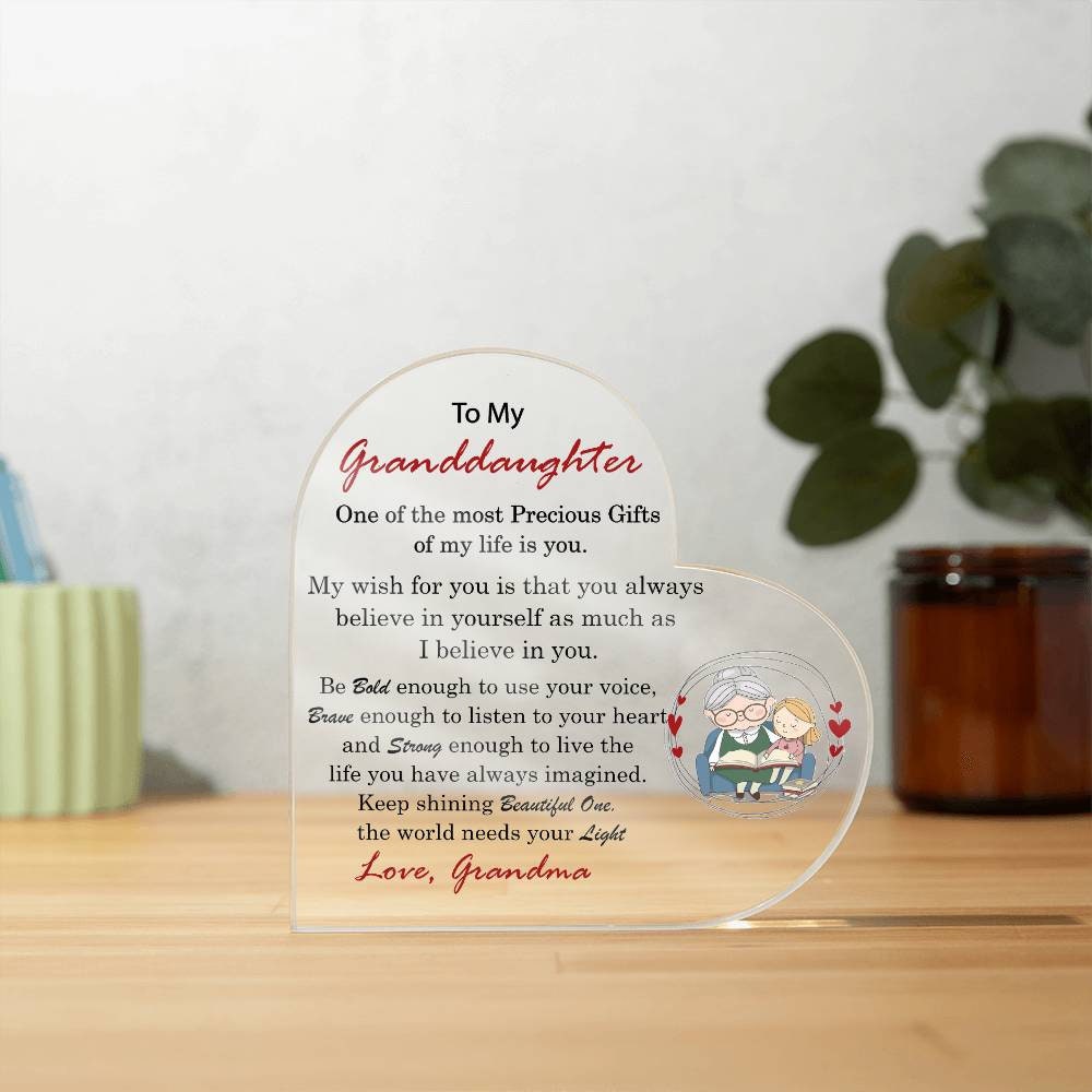 Granddaughter gift Acrylic Plaque, To My Granddaughter Birthday Gift ideas, Gift for Granddaughter from Grandma Granddaughter Christmas Gift