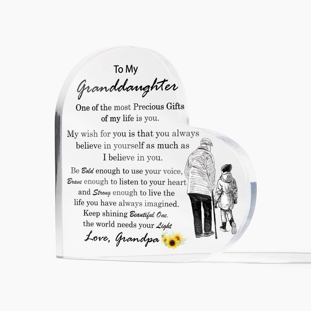 Granddaughter Acrylic Plaque, Granddaughter Birthday Gift ideas Gift for Granddaughter from Grandpa, Granddaughter Christmas Gift,